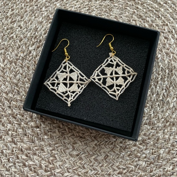 Hand Crafted Lace Earrings - Picture 1 of 2